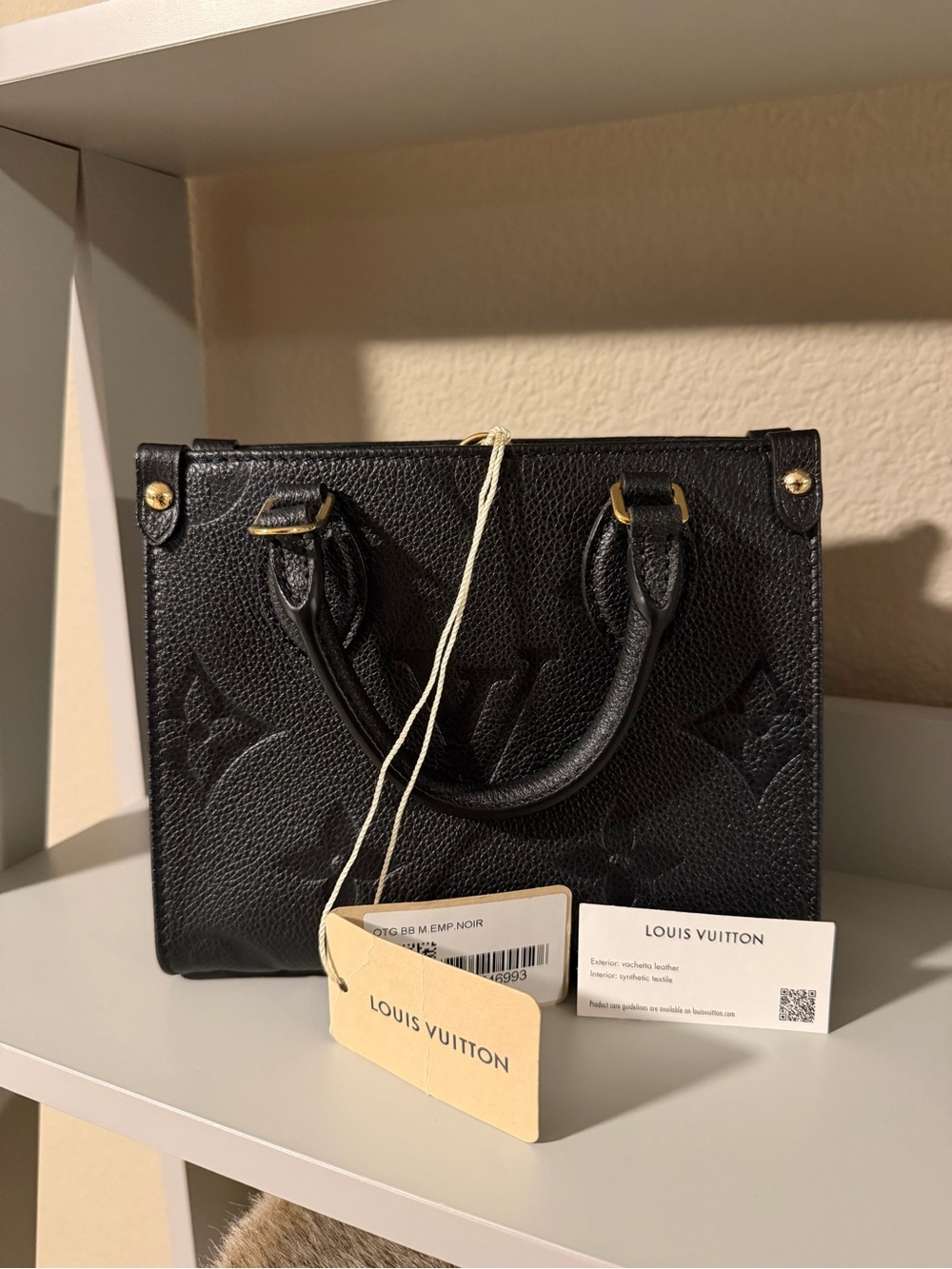 Louis Vuitton Black Embossed Mini Tote with Gold Hardware
